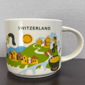 Starbucks You Are Here Collection Switzerland Mug 14oz Blue Interior 2018 New